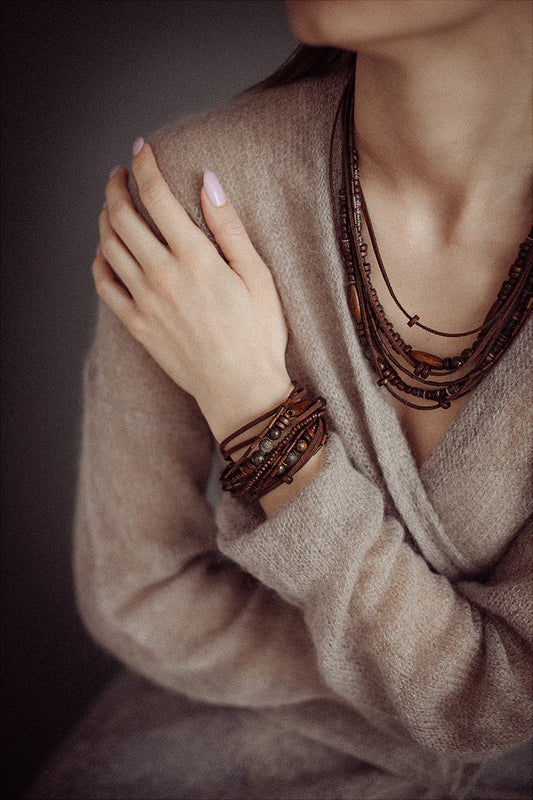 Boho stiliaus papuošalų komplektas