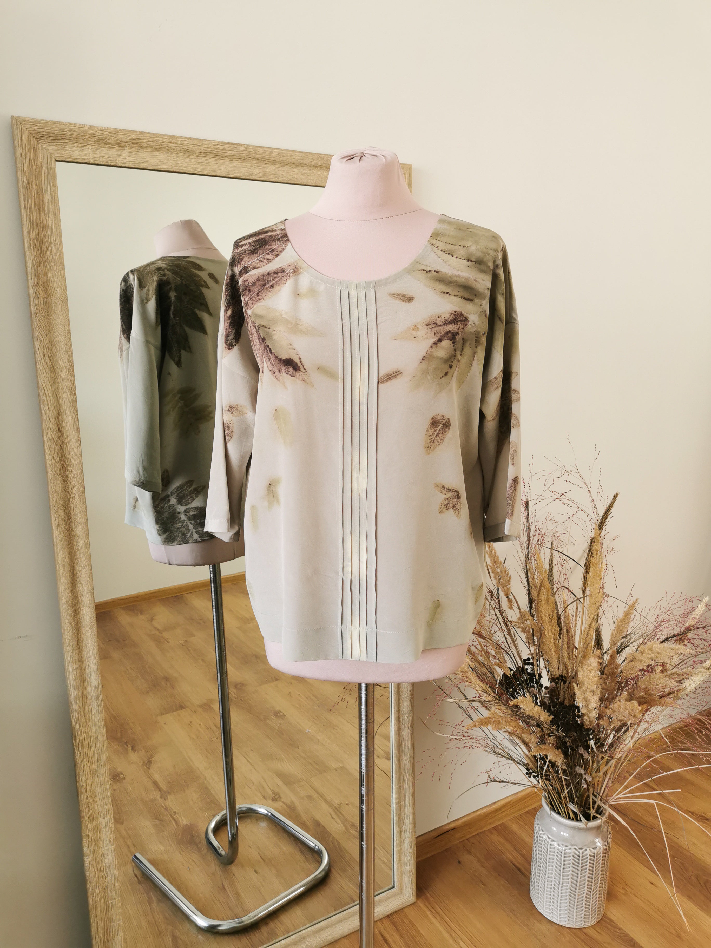 Eco printed silk blouse