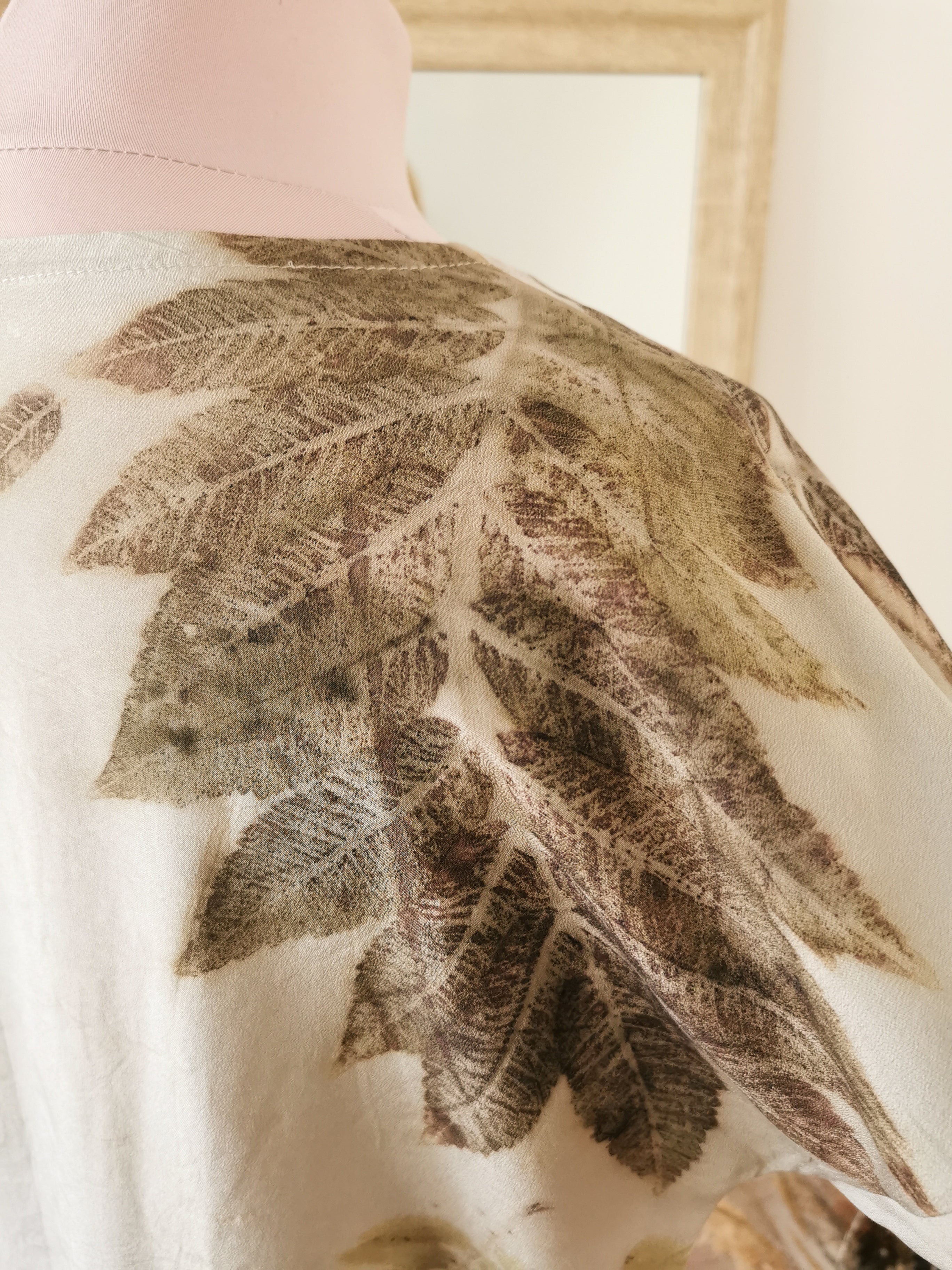 Eco printed silk blouse