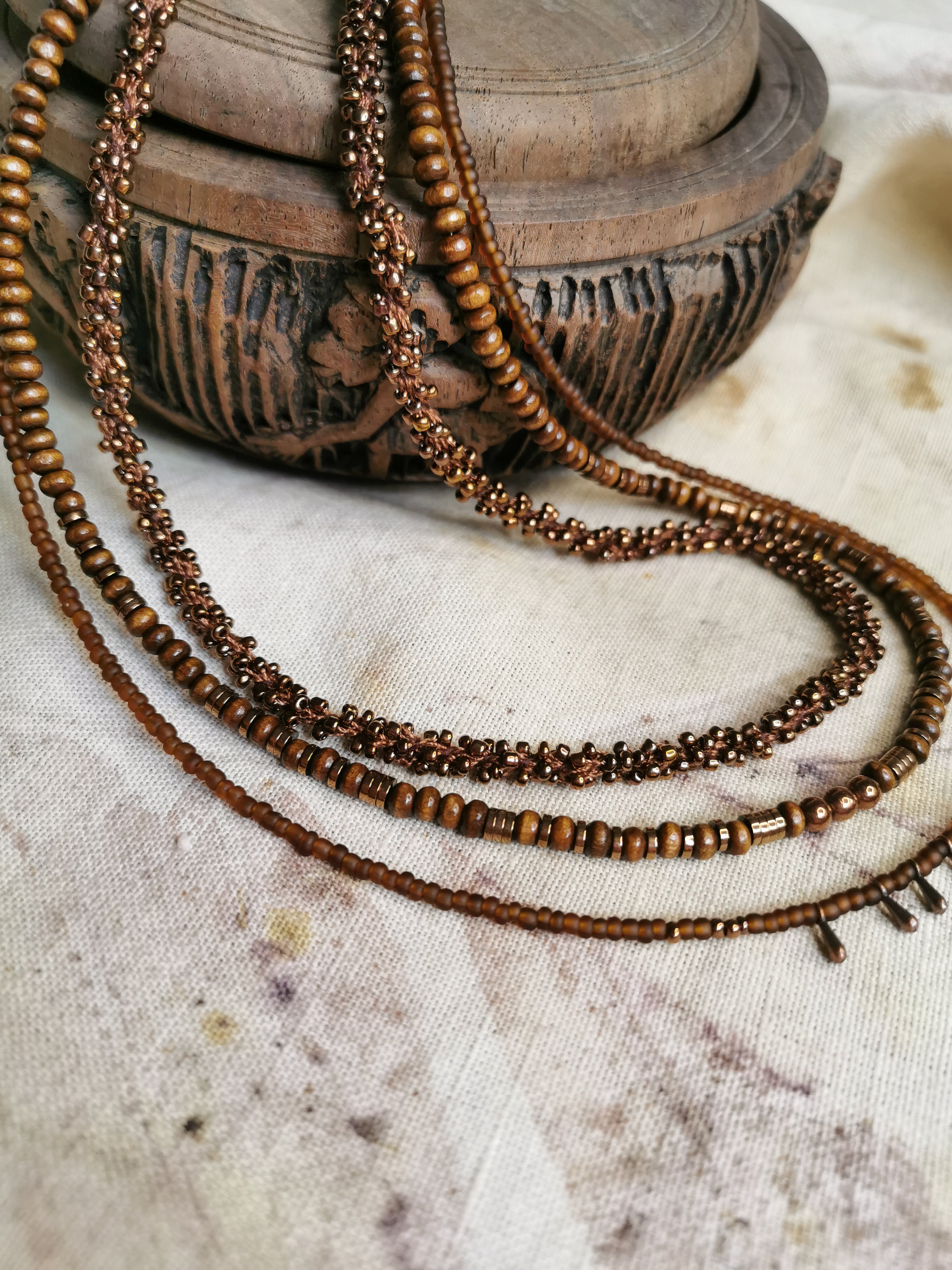 Multilayer seed bead necklace