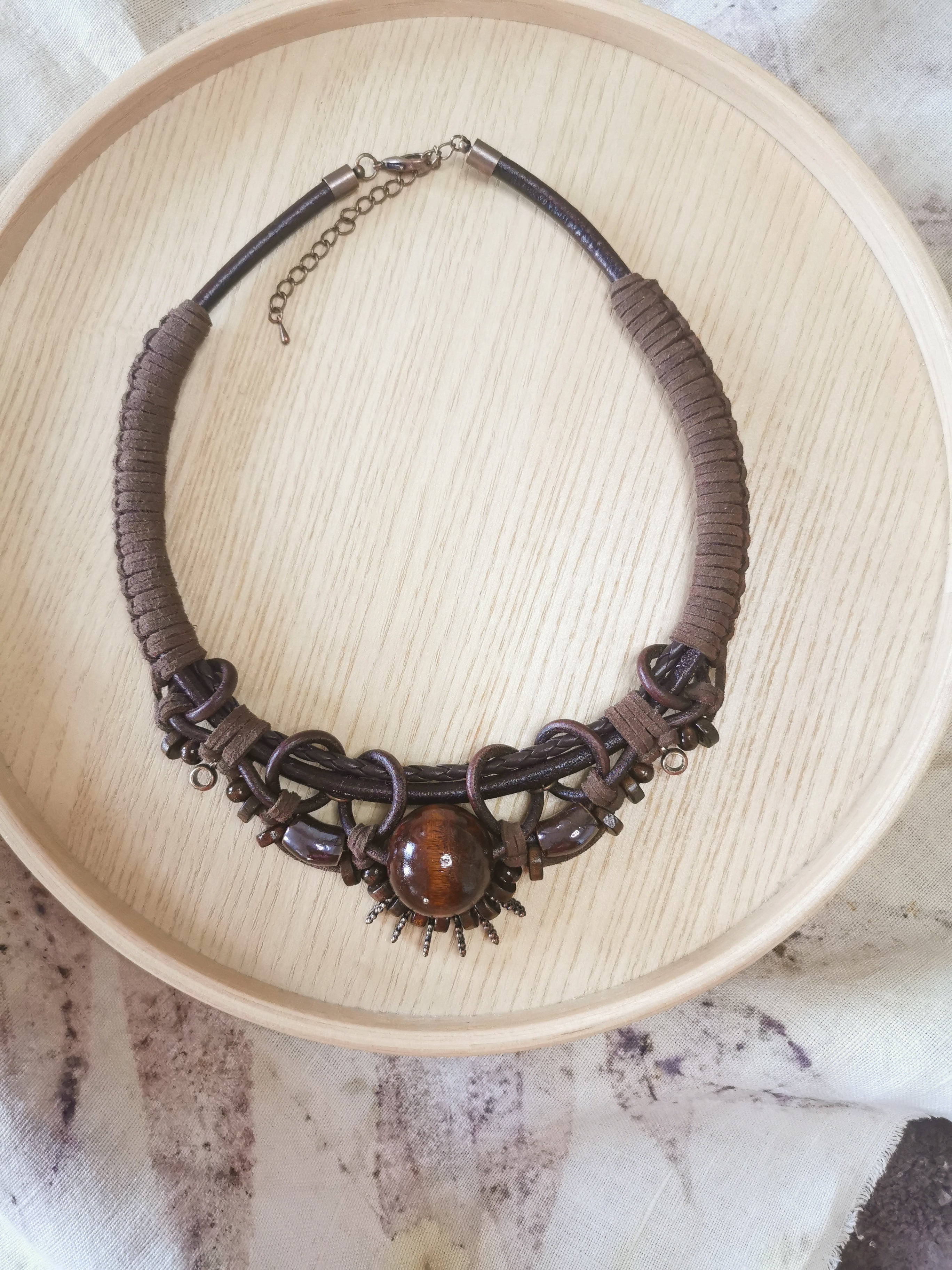 Boho wood bead necklace
