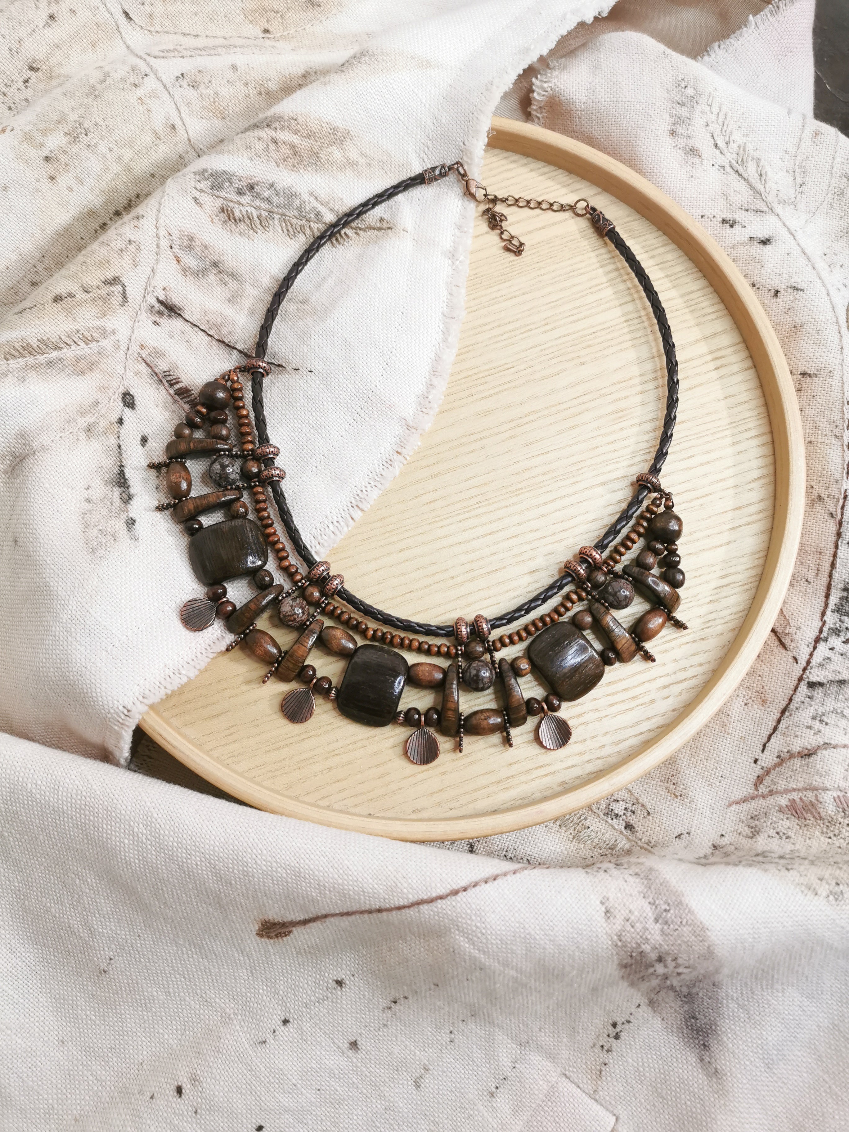 Ethnic wood bead necklace