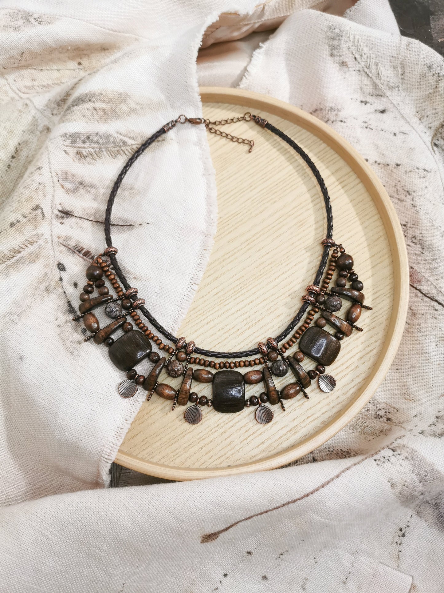 Ethnic wood bead necklace Vika Studio