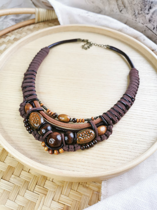 Boho bead chunky necklace
