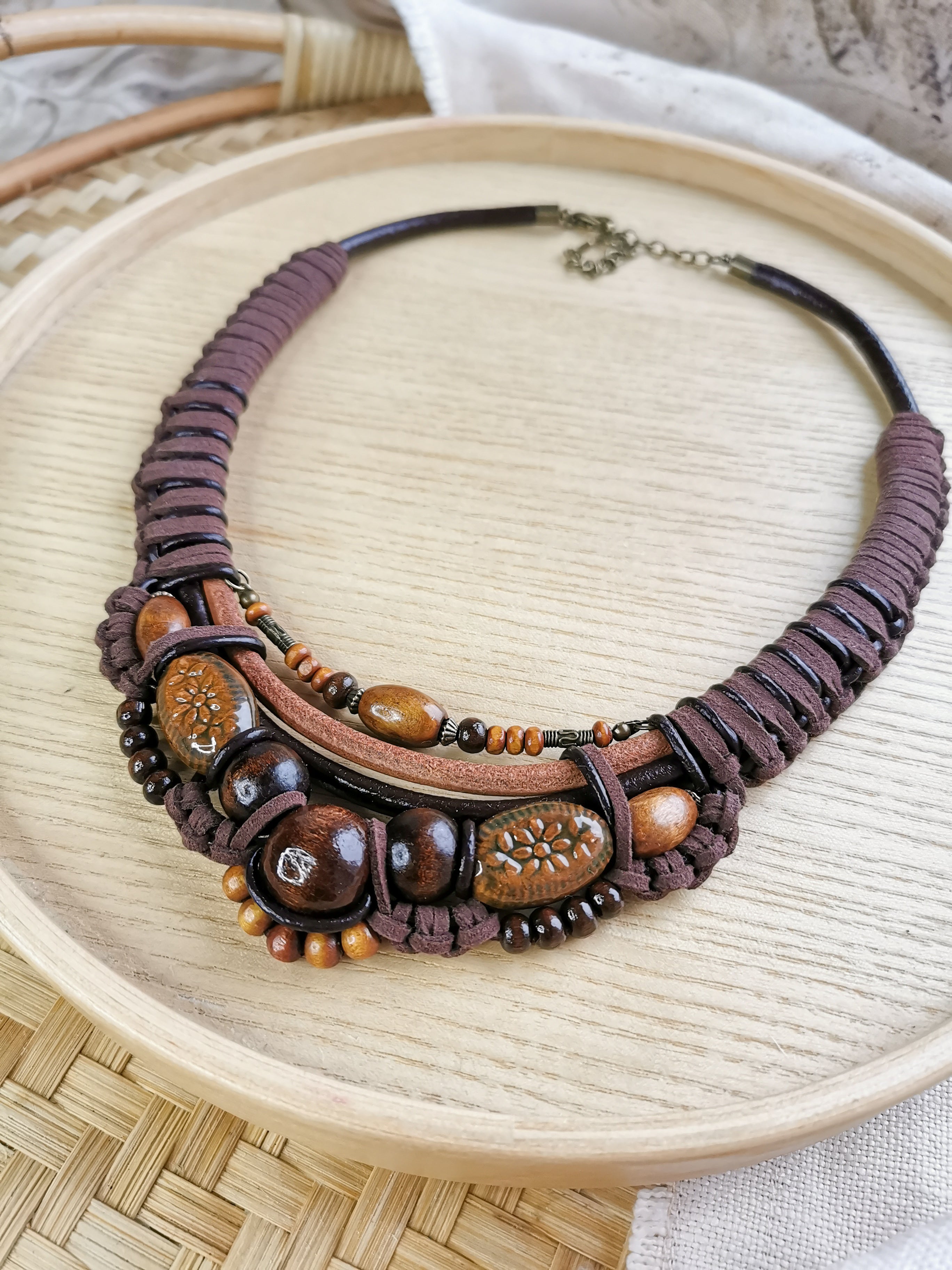 Boho bead chunky necklace