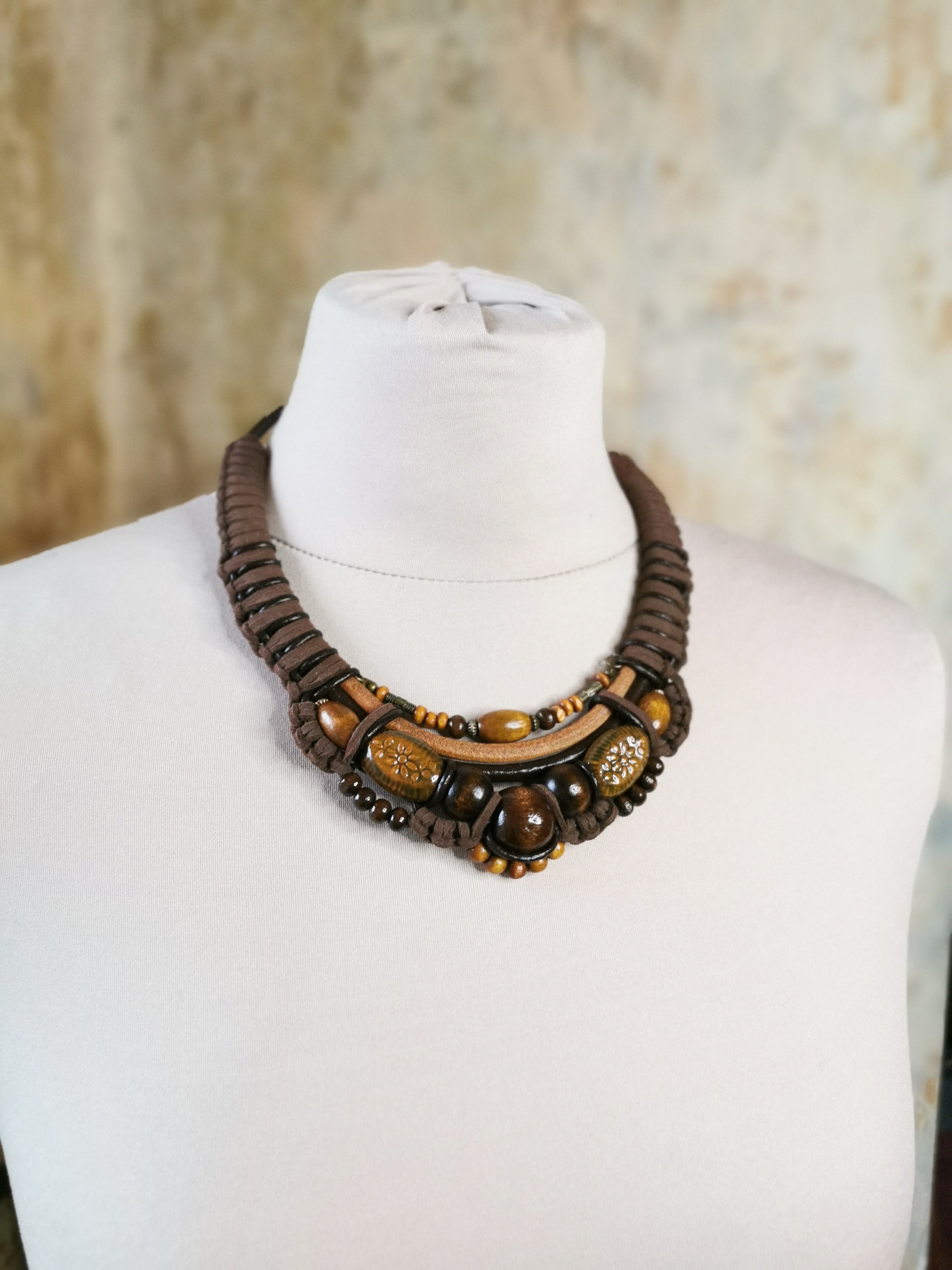 Boho bead chunky necklace