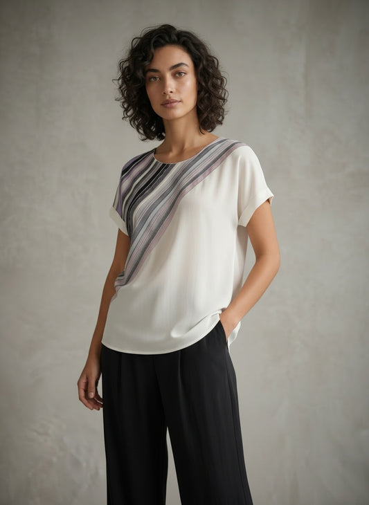 women wearing white and purple kimono blouse