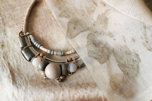 boho statement necklace on fabric