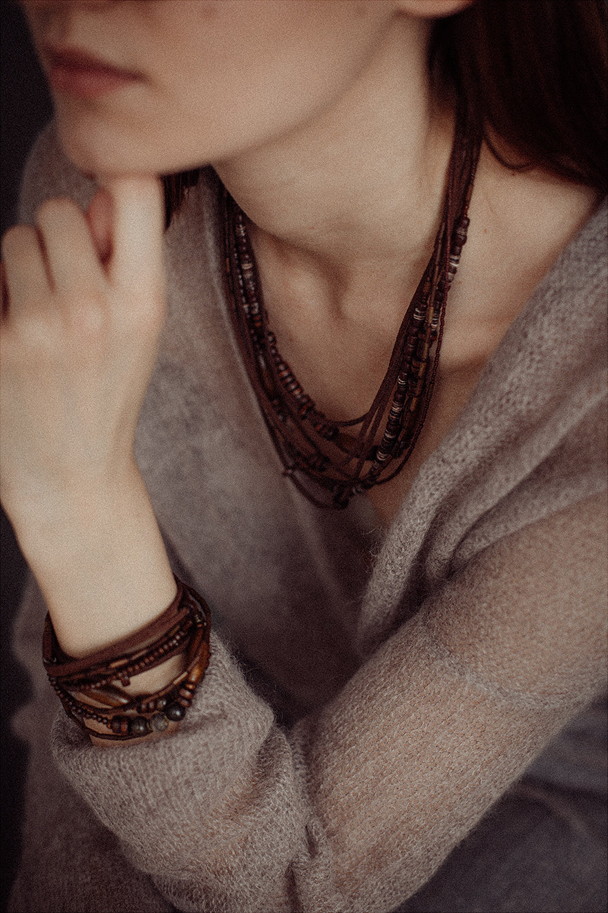 Multilayer bead string jewelry set