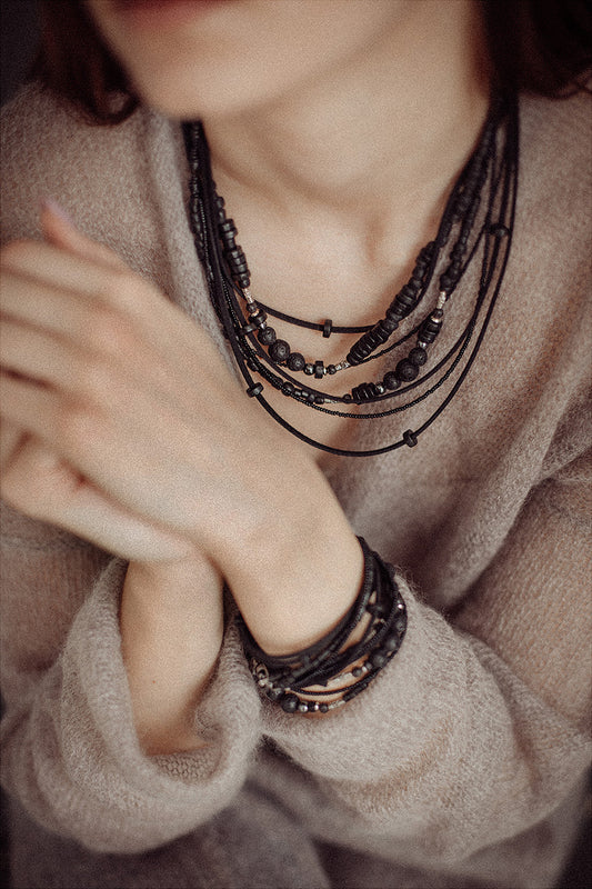 Multilayer bead necklace