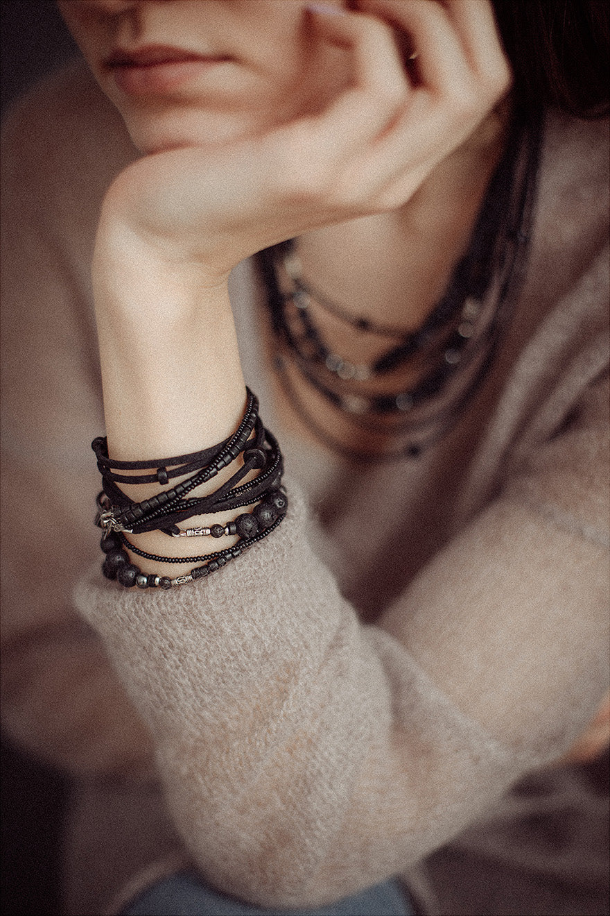 Multilayer bead necklace