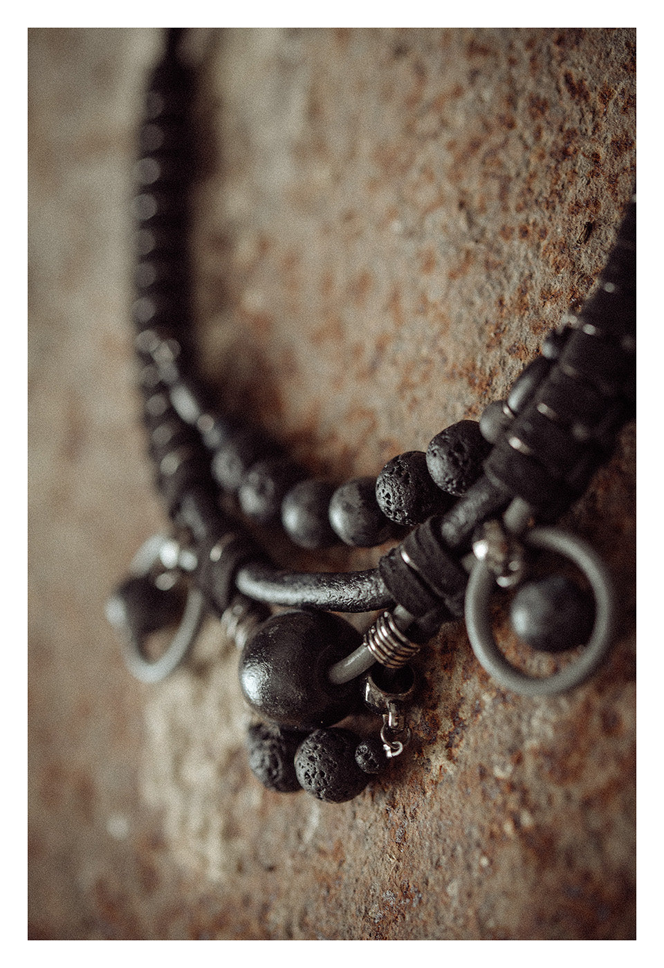 Tribal Leather Rope and Bead Necklcace