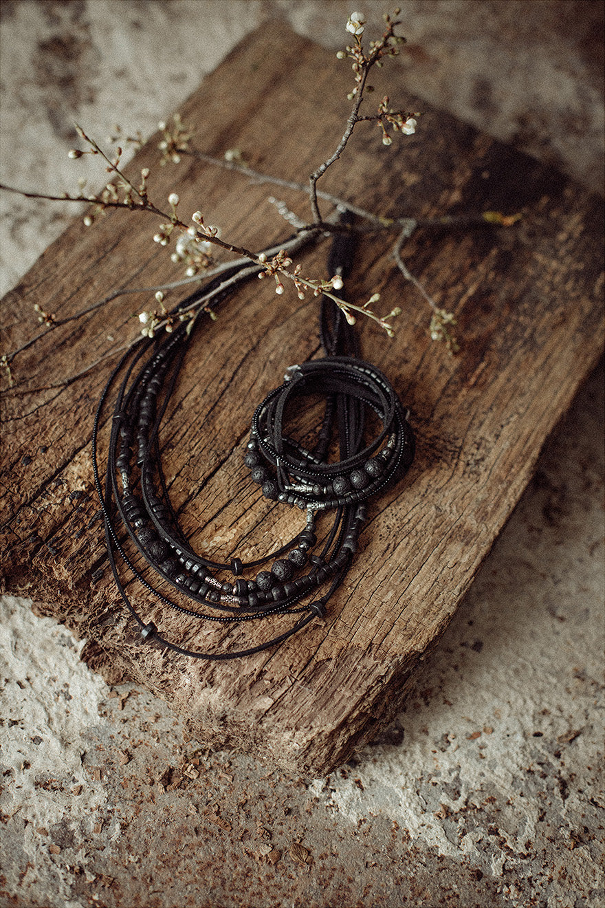 Multilayer bead necklace