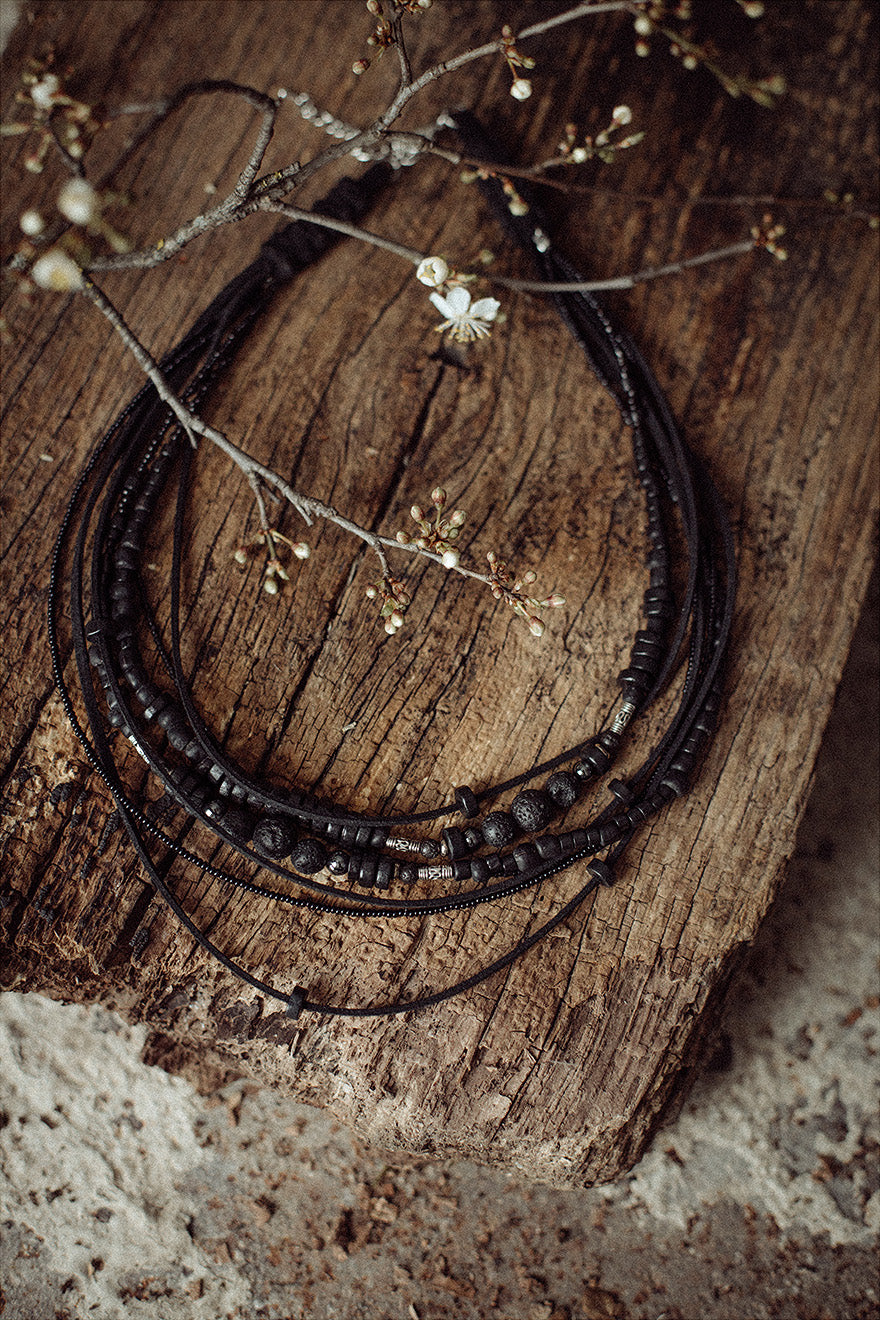 Multilayer bead necklace