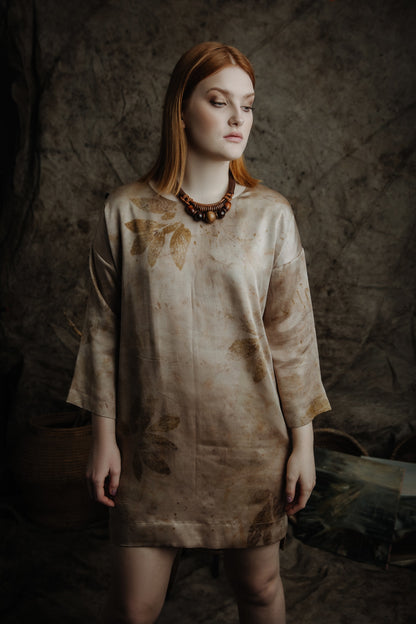 Ecoprint silk dress