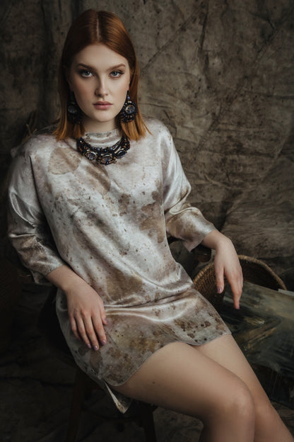 Botanical-Dyed Silk Dress