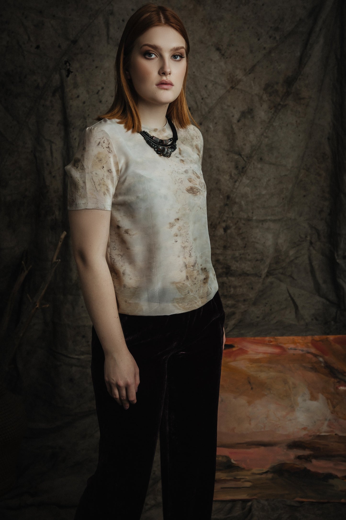 Eco printed silk top