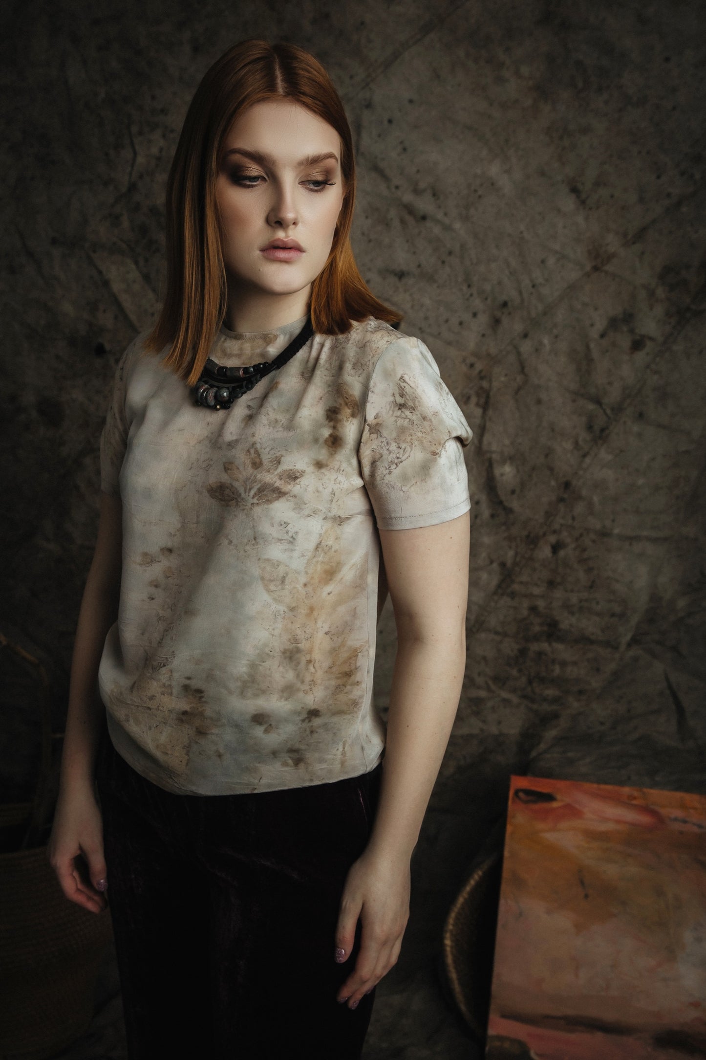 Eco printed silk top