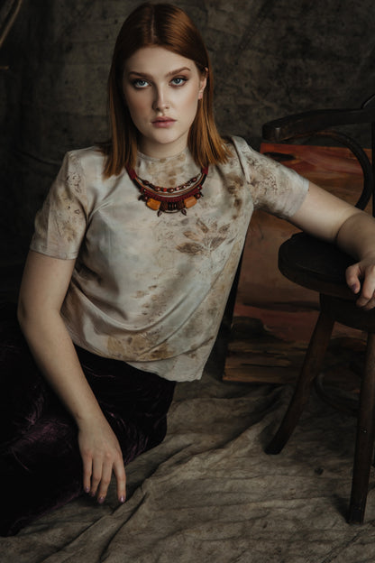 Eco printed silk top