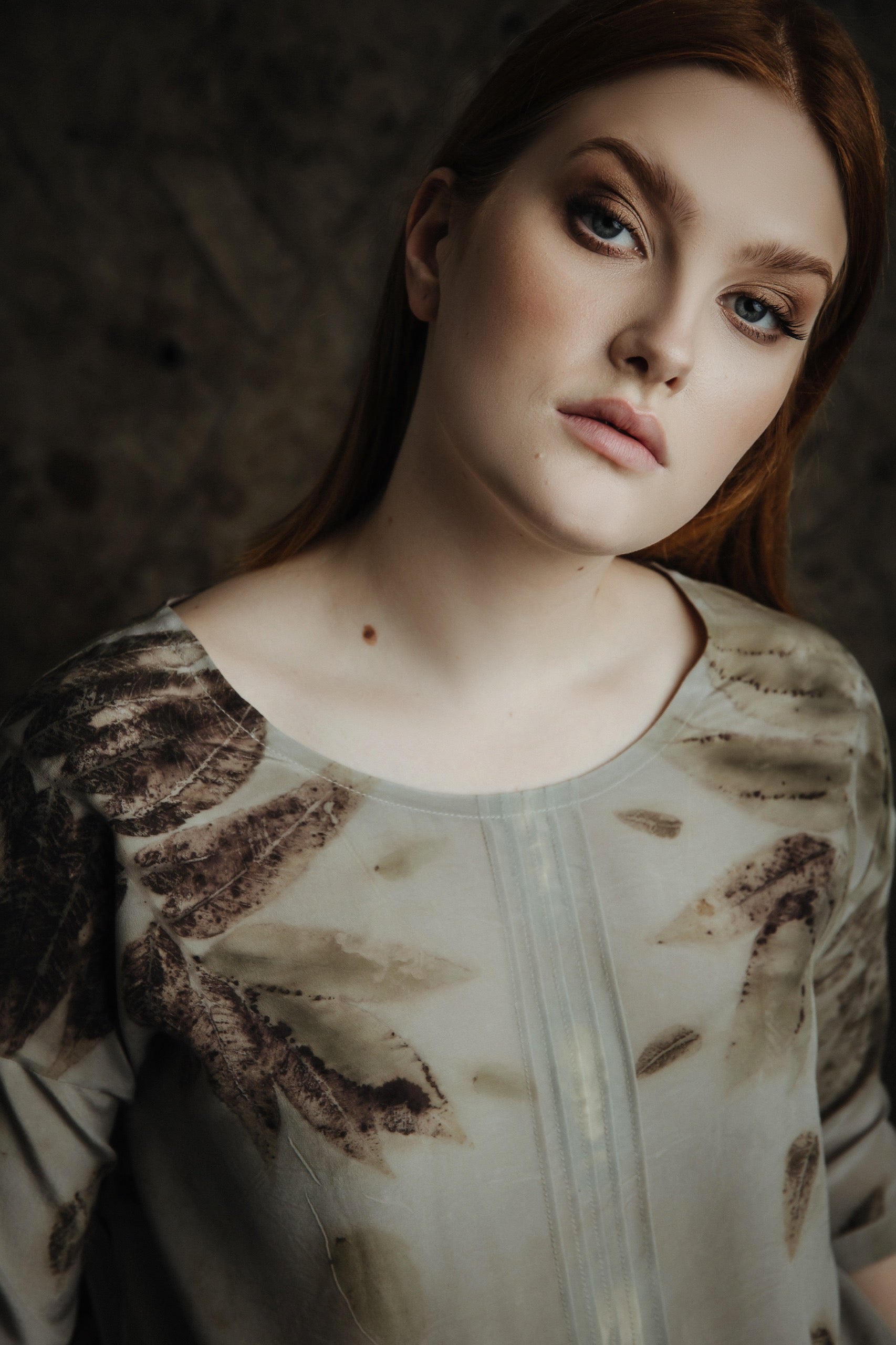 Eco printed silk blouse