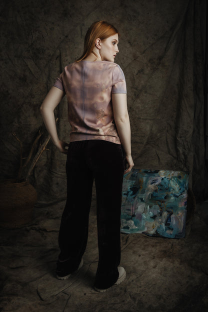 Eco-print viscose blouse