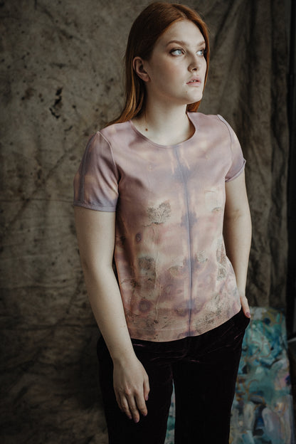 Eco-print viscose blouse