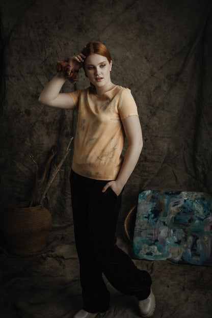 Eco-print viscose blouse