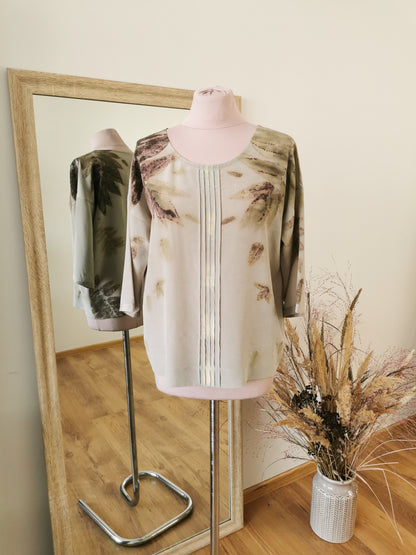 Eco printed silk blouse