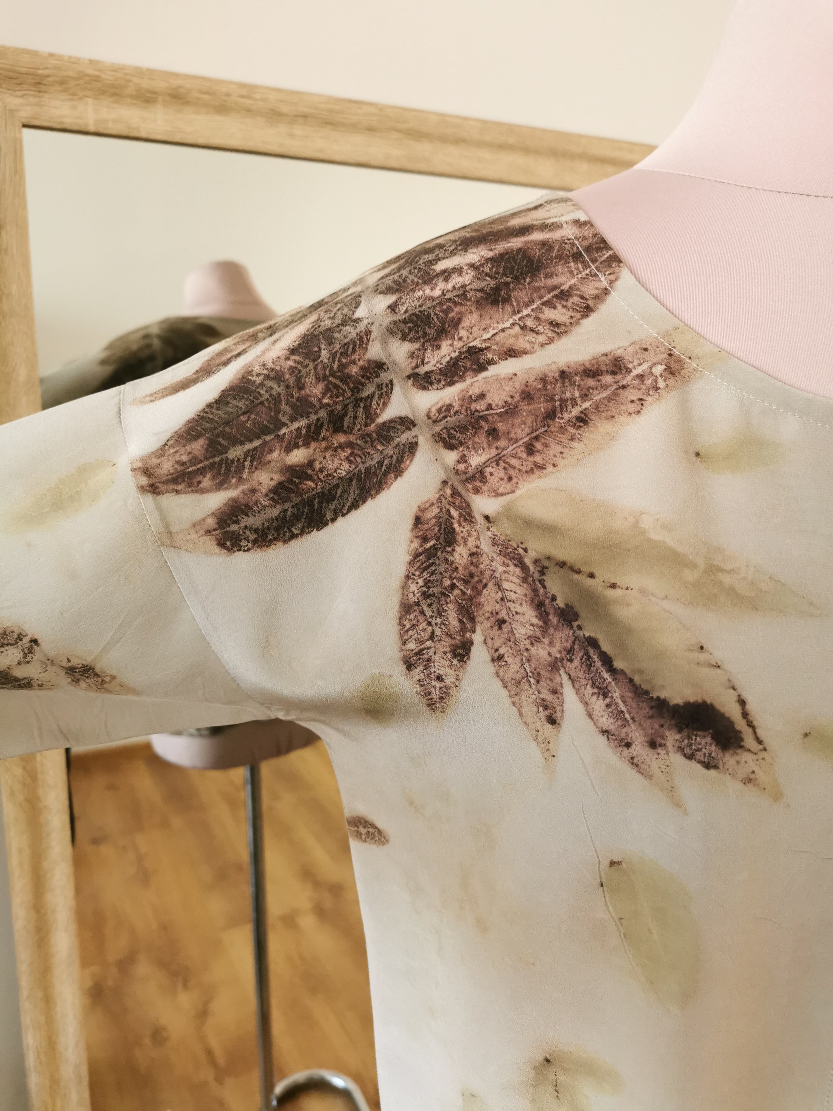 Eco printed silk blouse