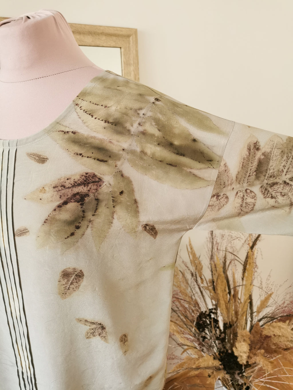 Eco printed silk blouse