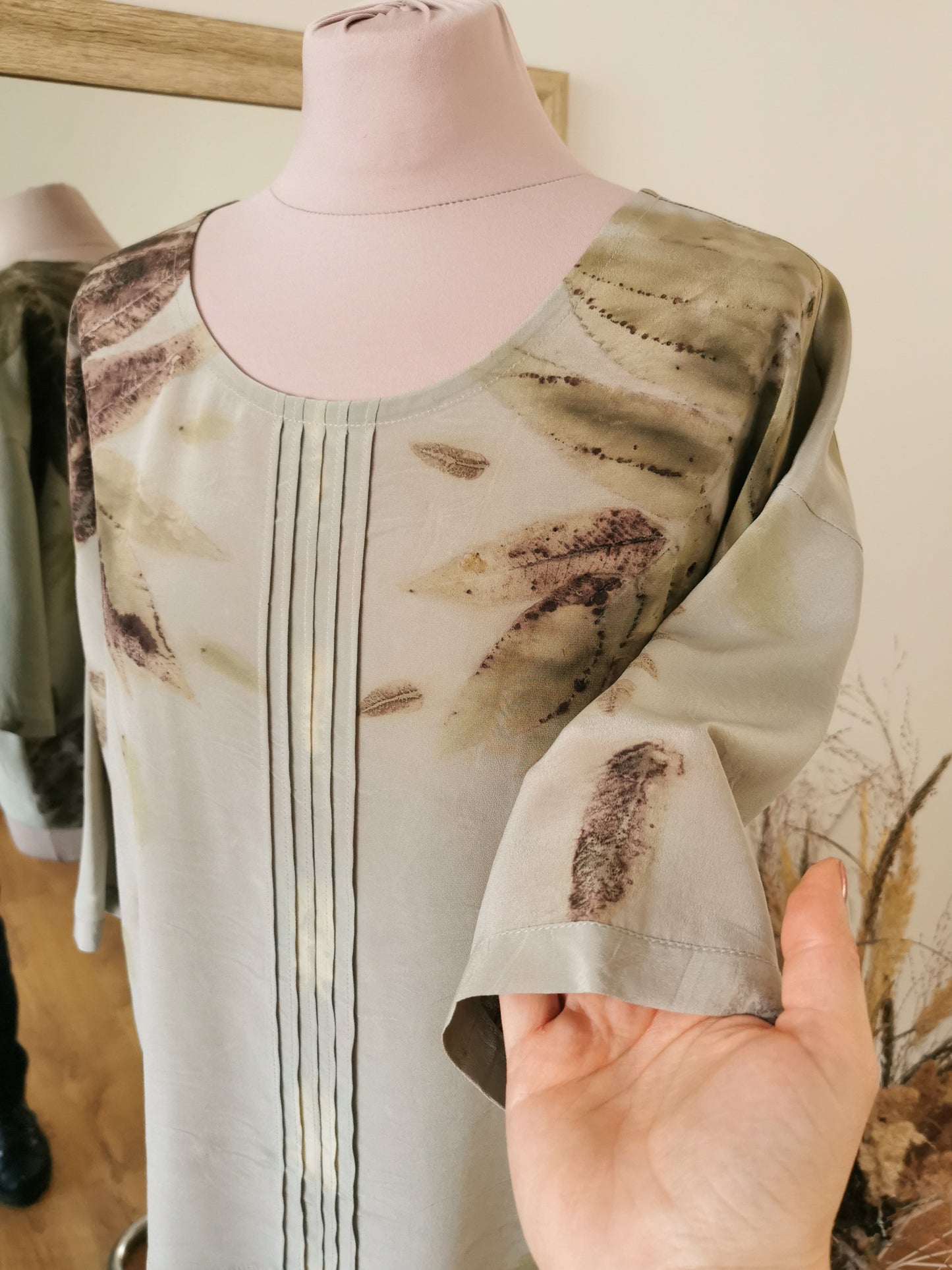 Eco printed silk blouse