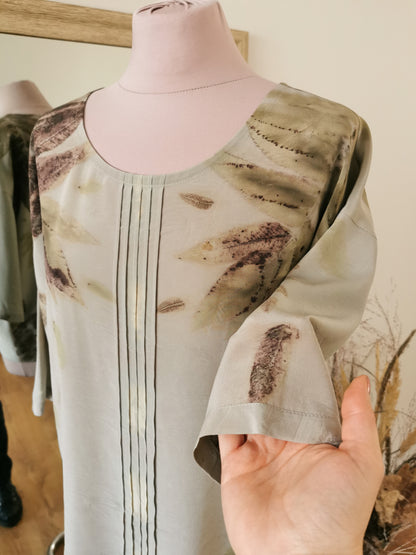 Eco printed silk blouse