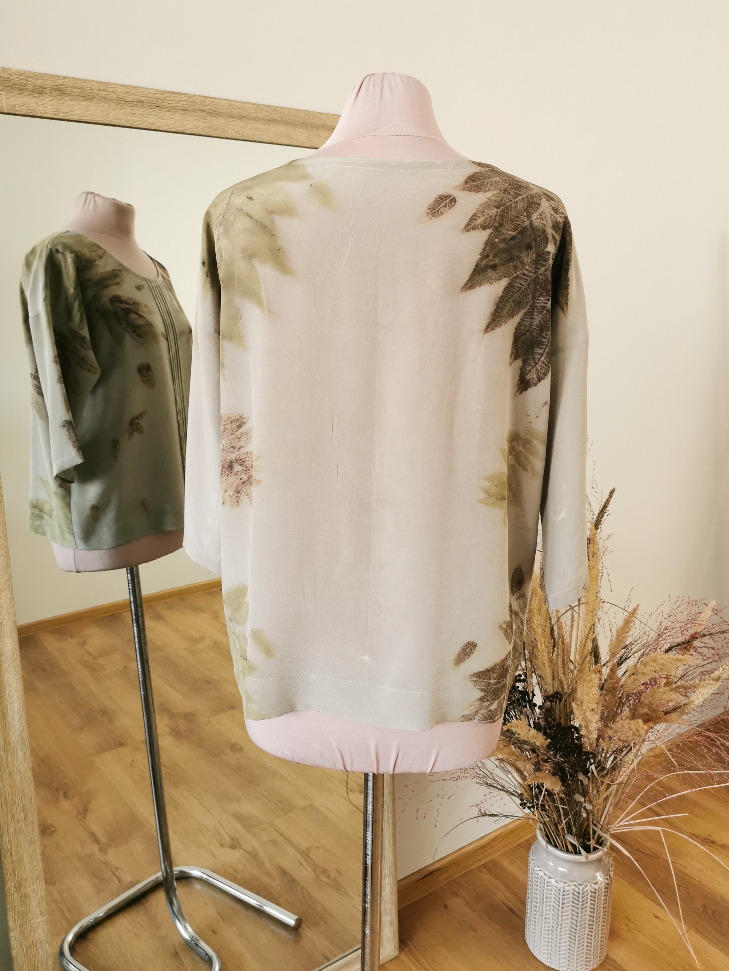 Eco printed silk blouse