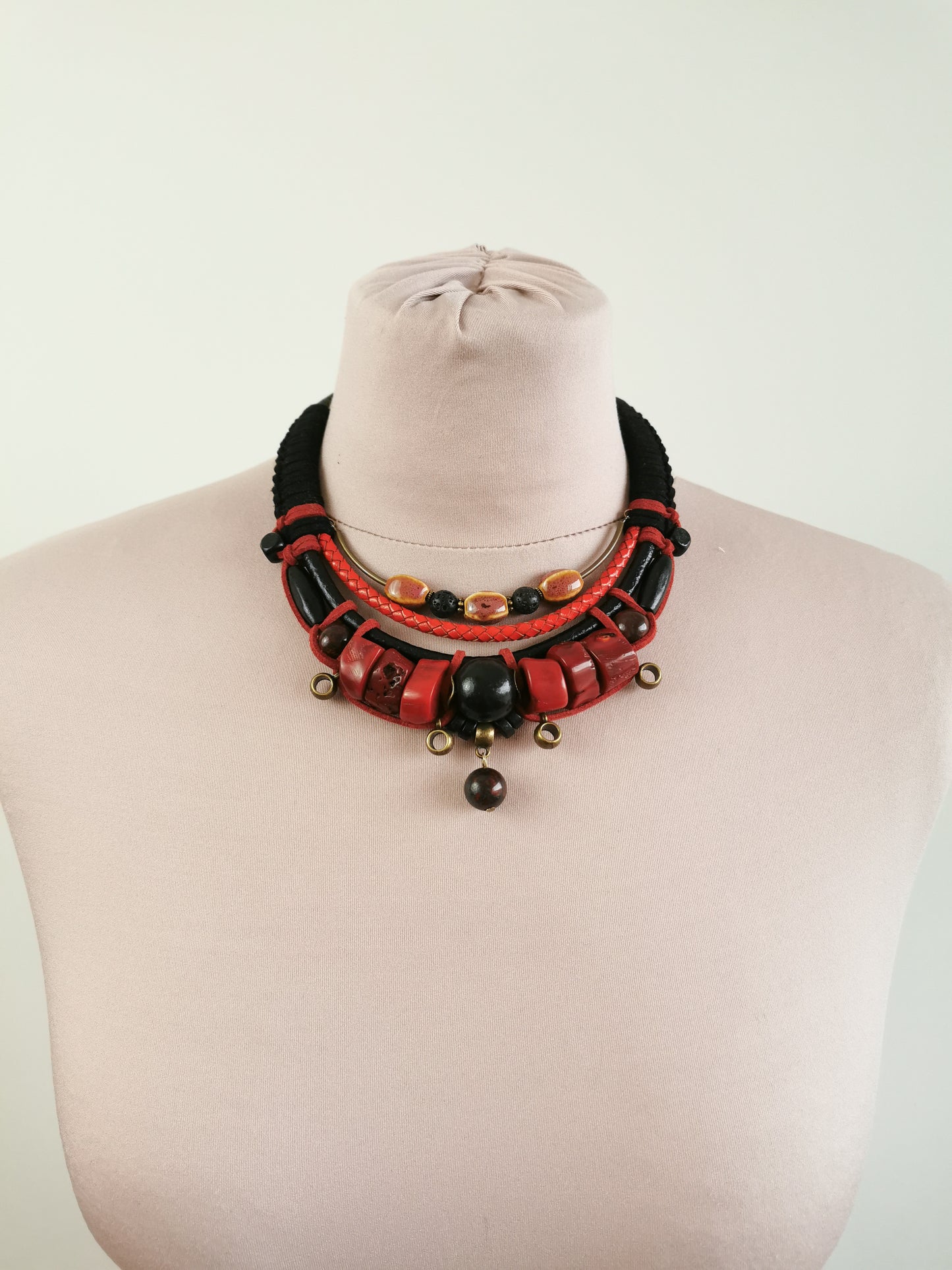 Tribal bead and cord jewelry set