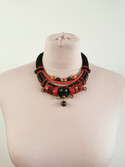 Tribal bead and cord jewelry set
