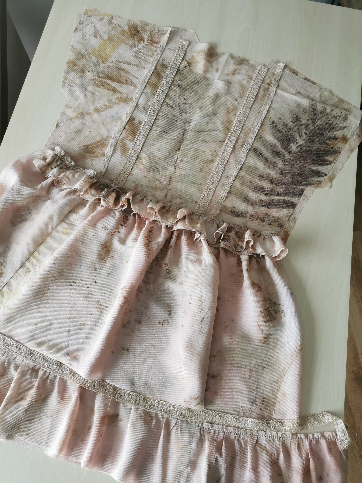 Silk ruffle dress with botanical prints