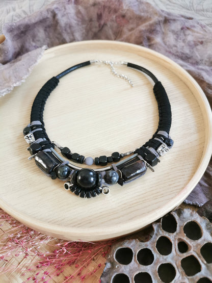 Tribal bead and cord necklace