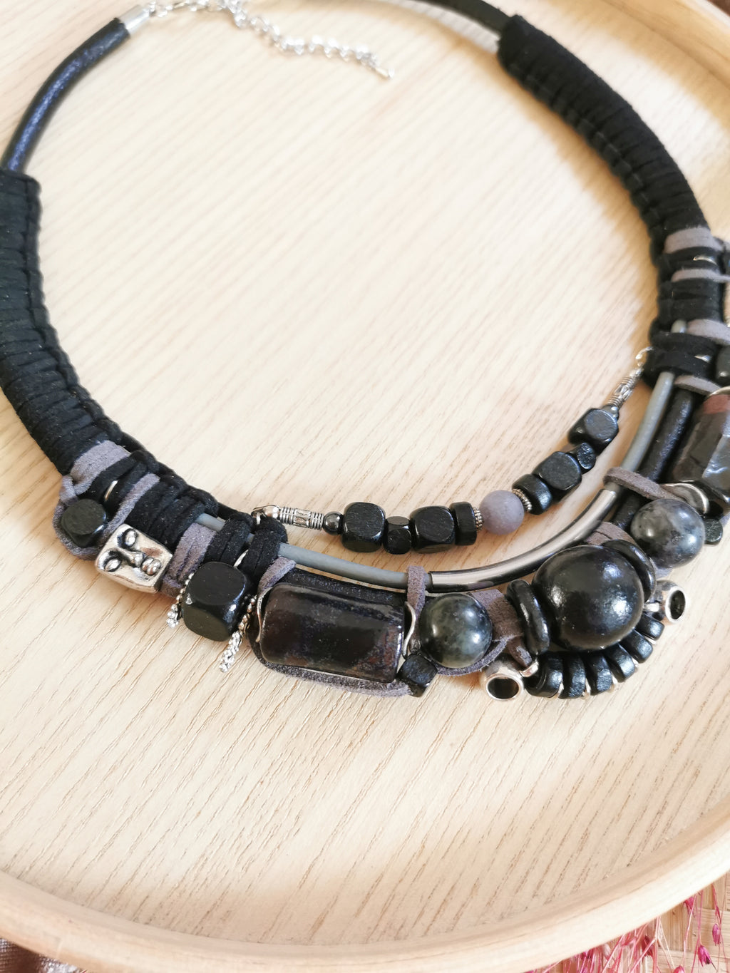 Tribal bead and cord necklace