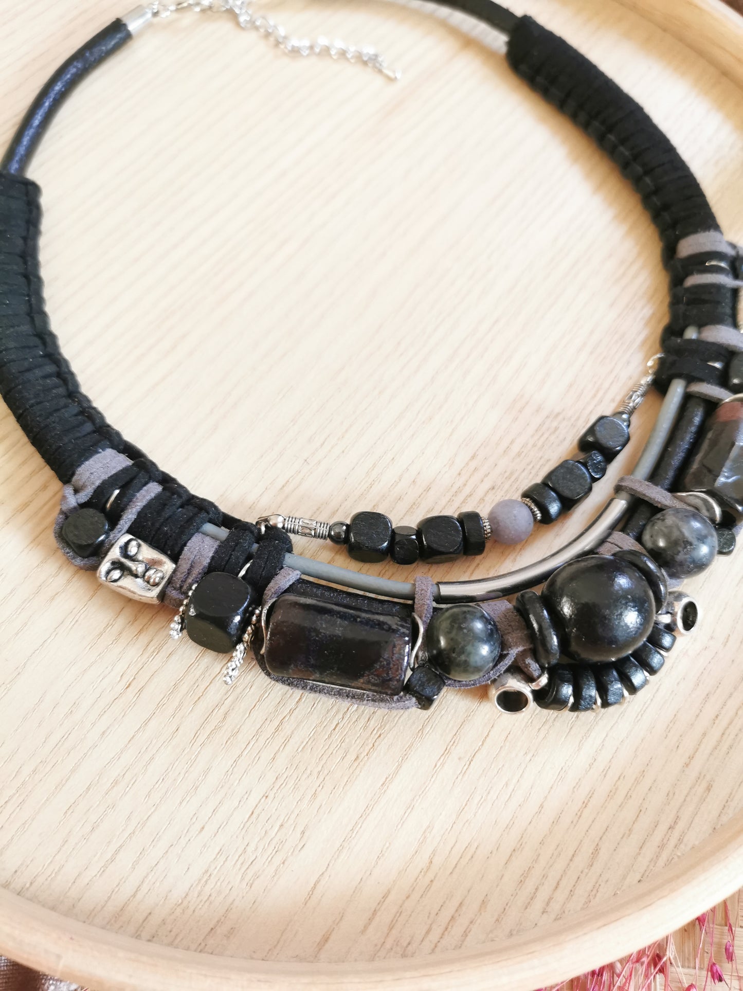 Tribal bead and cord necklace