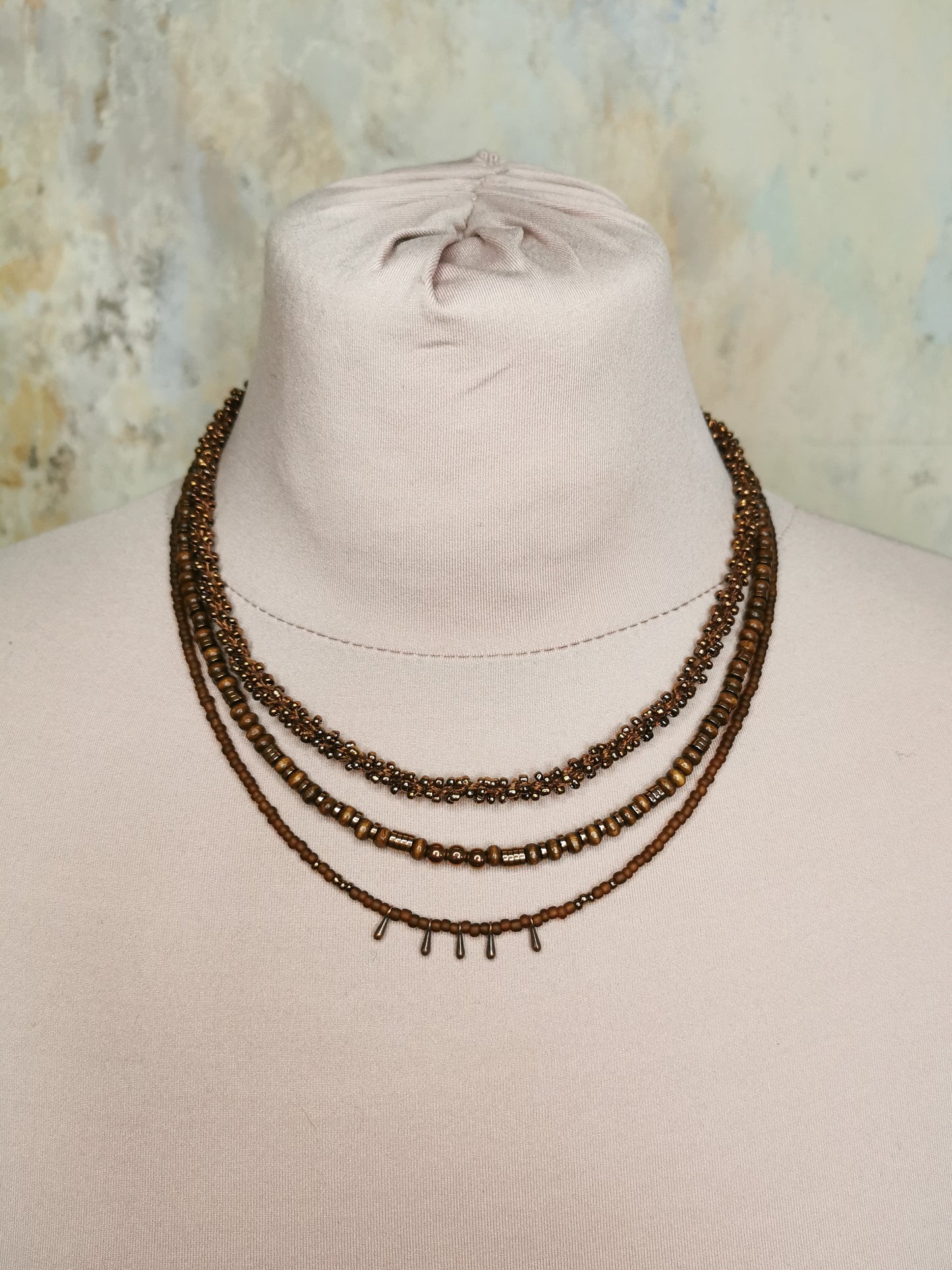 Multilayer seed bead necklace