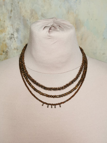 Multilayer seed bead necklace