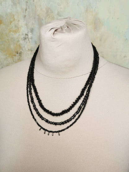 Multilayer seed bead necklace
