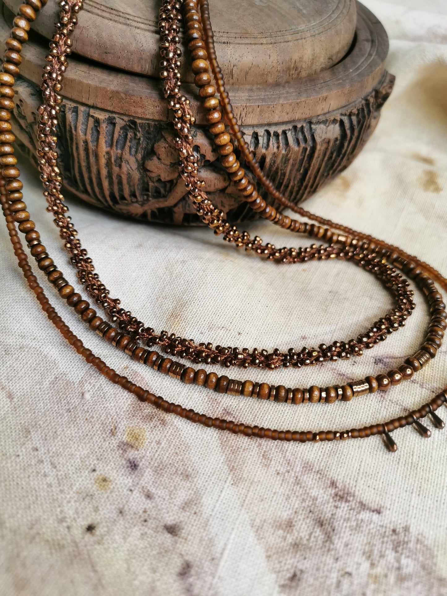 Multilayer seed bead necklace