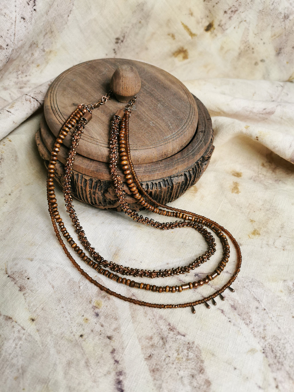 Multilayer seed bead necklace