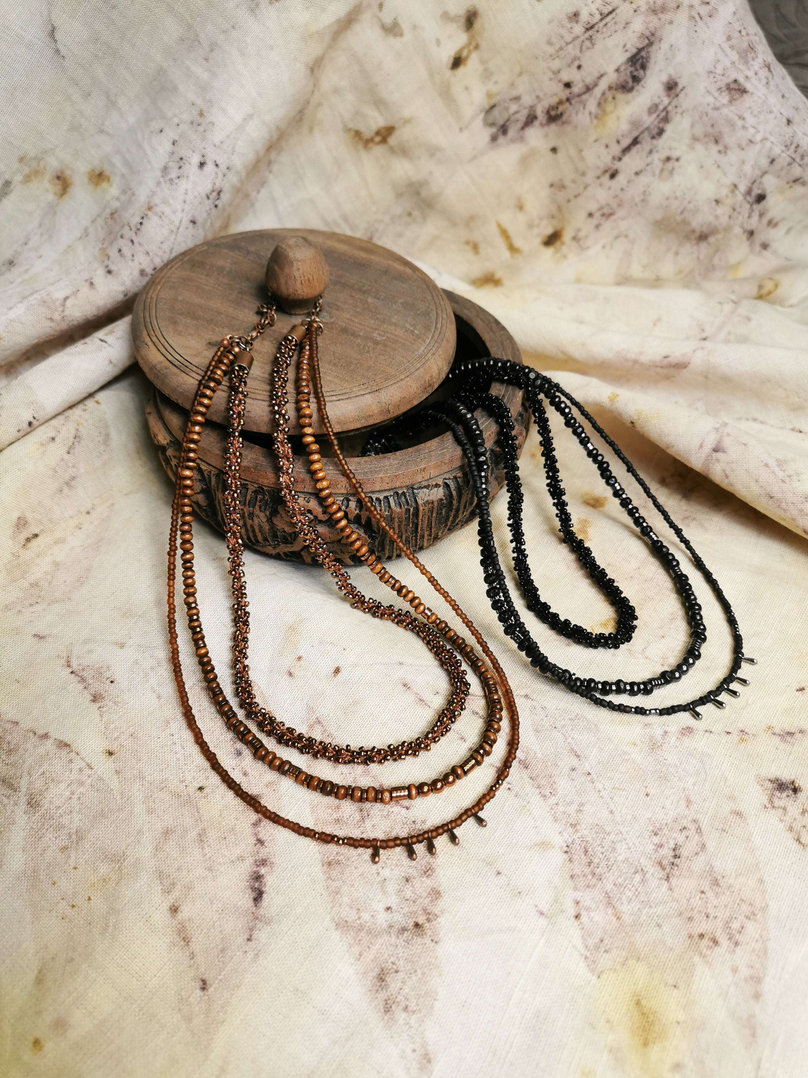 Multilayer seed bead necklace