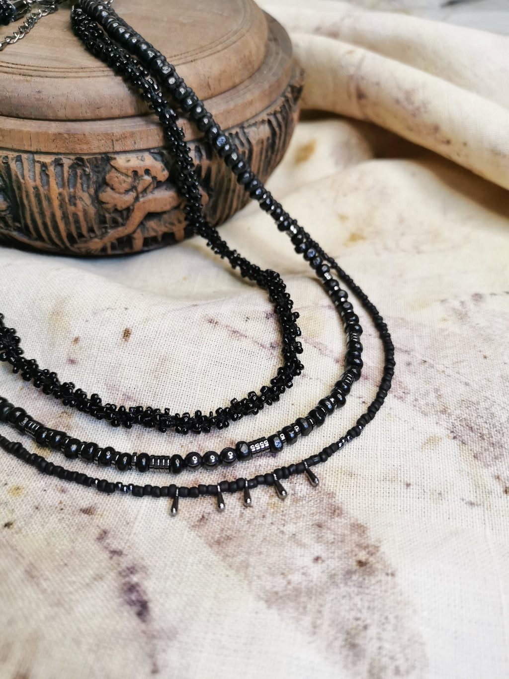 Multilayer seed bead necklace