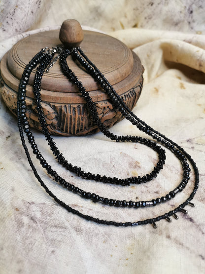 Multilayer seed bead necklace