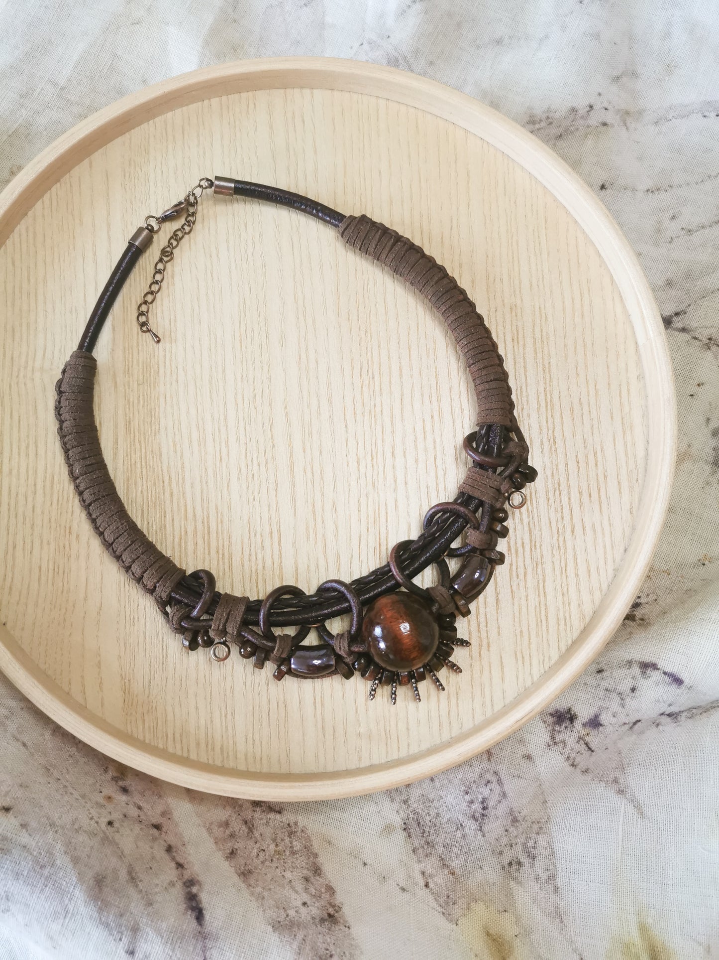 Boho wood bead necklace