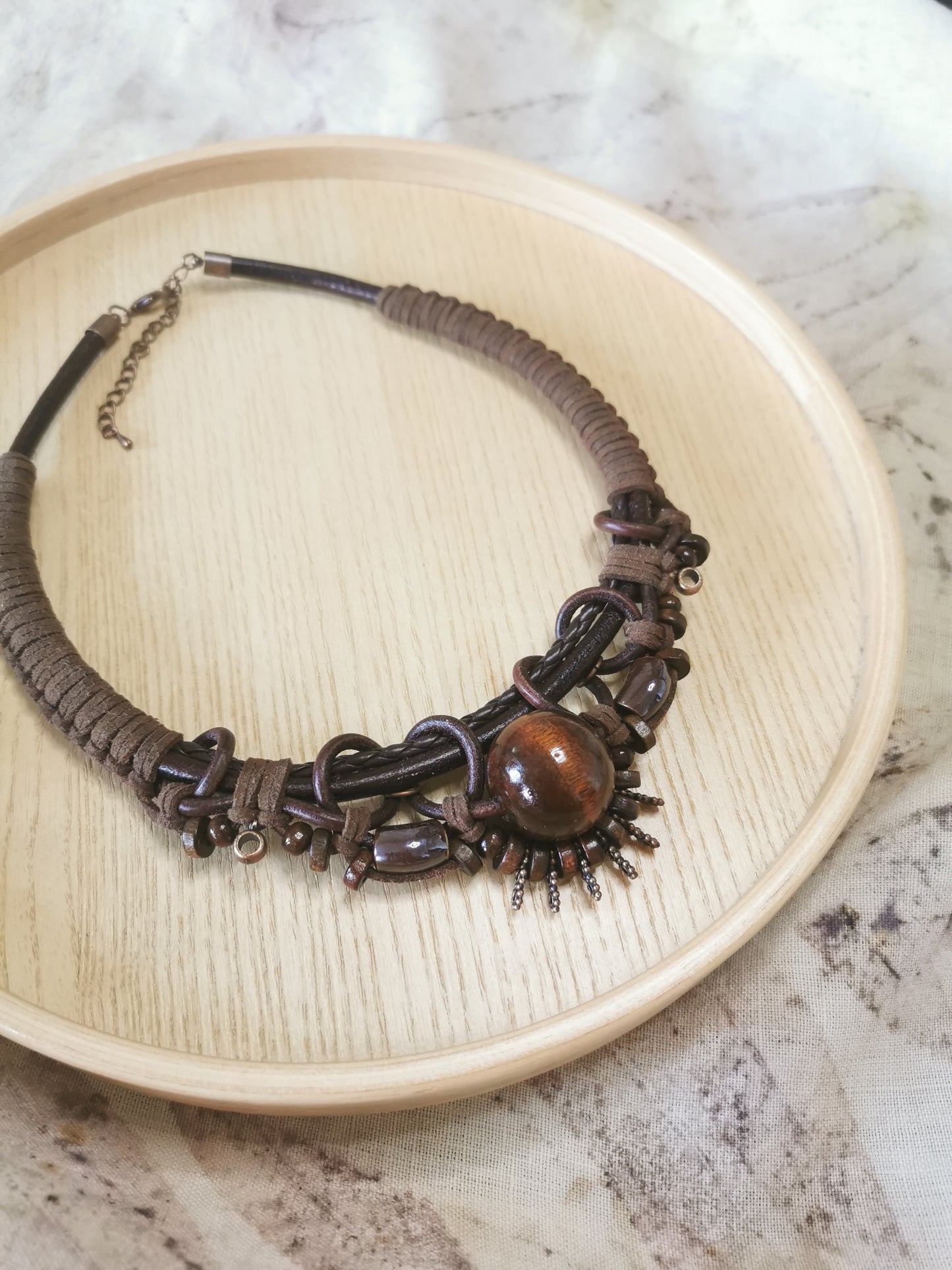 Boho wood bead necklace