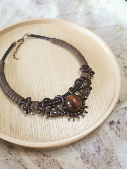 Boho wood bead necklace